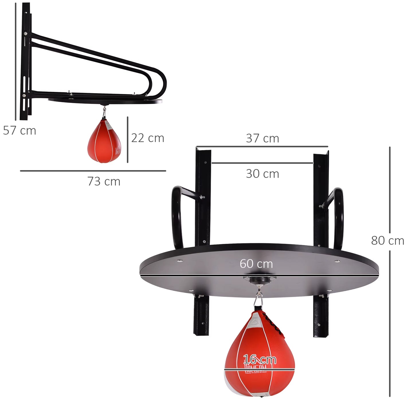 Wall-Mounted Punching Ball Height Adjustable Hanging Speedball Platform Set Frame