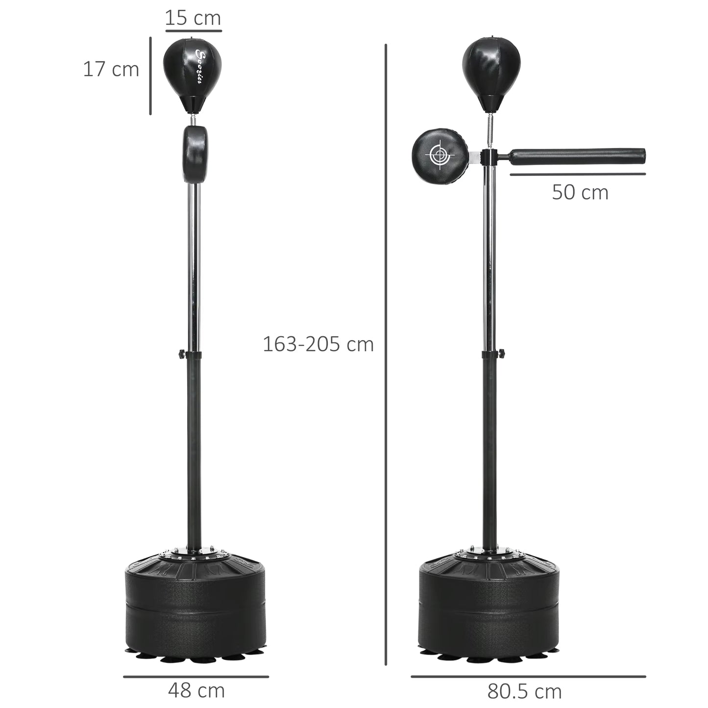 Free Standing Speed Bag, Height Adjustable Boxing Punching Bag W/ Stand, Reflex Bar