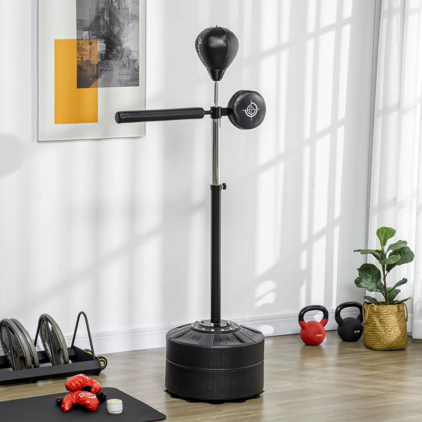 Free Standing Speed Bag, Height Adjustable Boxing Punching Bag W/ Stand, Reflex Bar