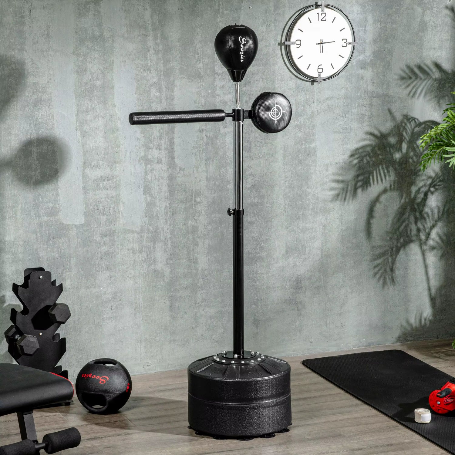 Free Standing Speed Bag, Height Adjustable Boxing Punching Bag W/ Stand, Reflex Bar