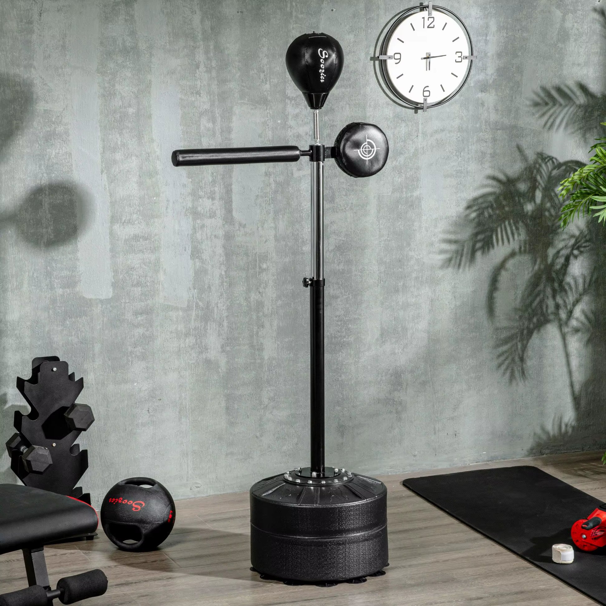 Free Standing Speed Bag, Height Adjustable Boxing Punching Bag W/ Stand, Reflex Bar